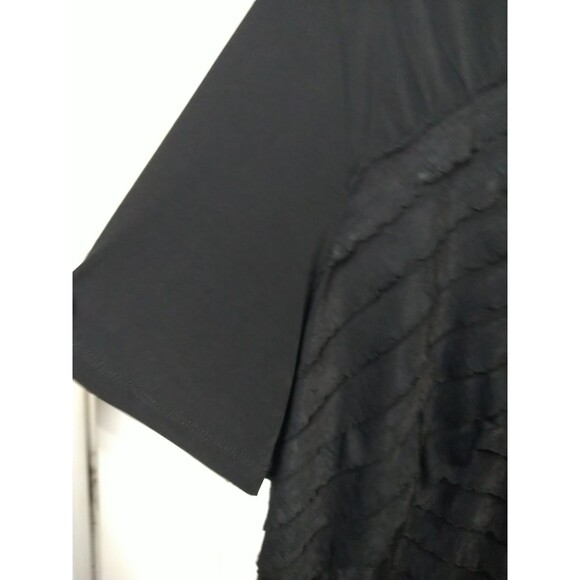 Maggie Barnes Woman 14/16 Blouse Black Front Sheer Tiered Ruffle S/S Pullover - Picture 7 of 9